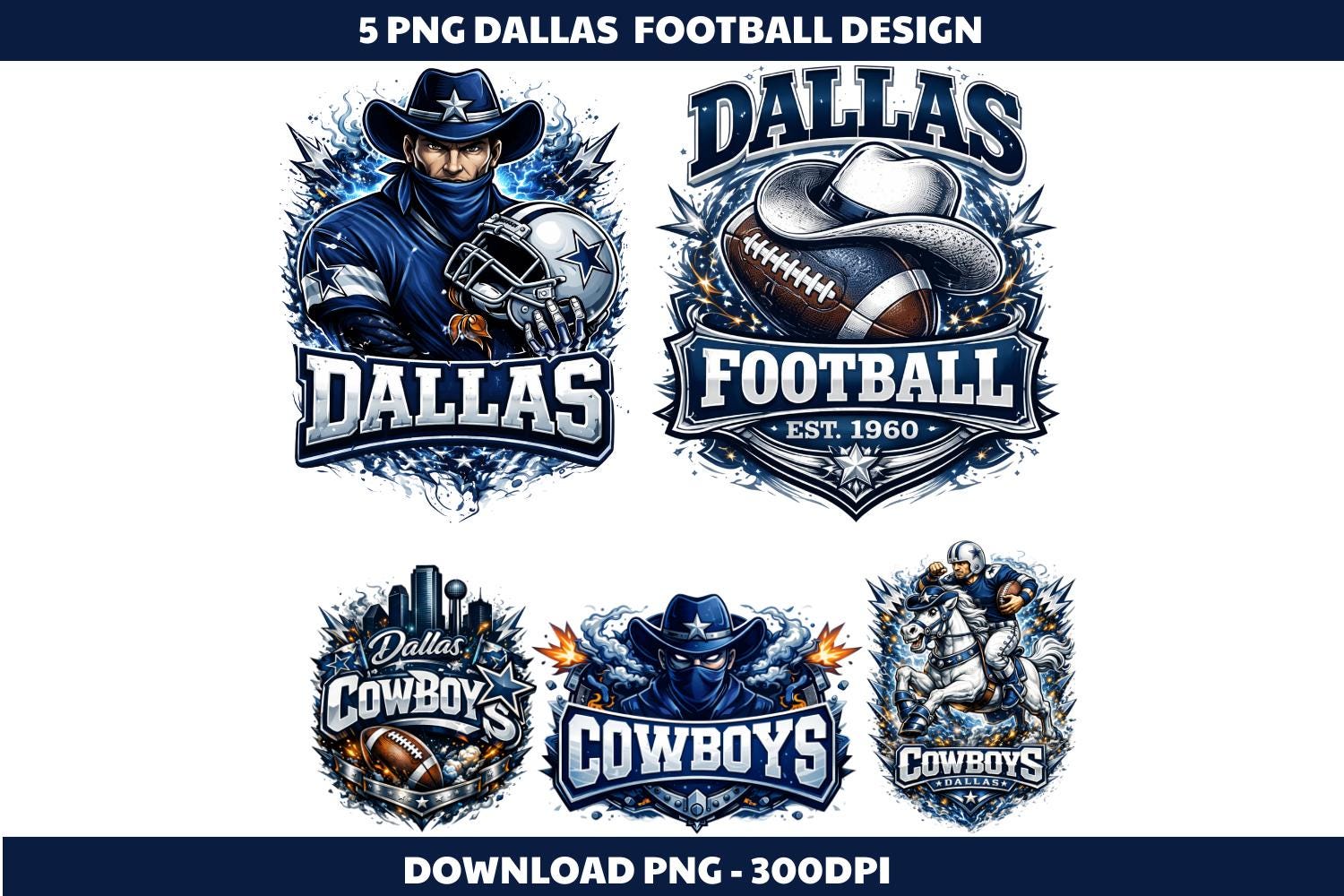 Dallas Football PNG Bundle, Blue Star Helmet Clipart, American Football ...