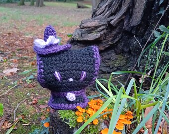 Patrón de ganchillo para peluche de gato de Halloween, apto para principiantes (PDF)