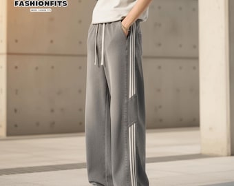 Men's Striped Wide Leg Track Pants | Y2K Streetwear Joggers