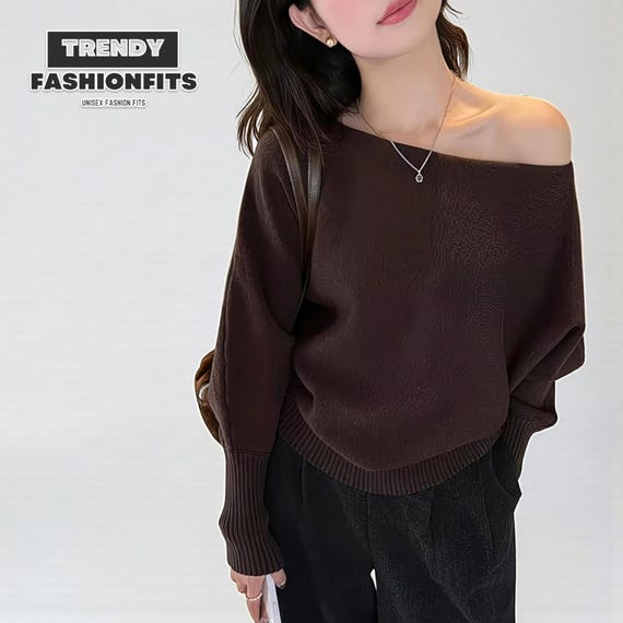 Women’s Off Shoulder Top – Casual Pullover Sweater Autumn Winter