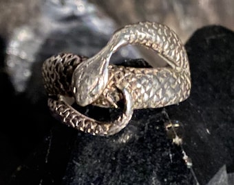 Wicked Antique Snake Ring Sterling Silver (Size 8 3/4) at Gothic Rose Antiques