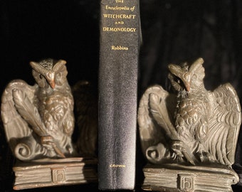 Armor Bronze Owl Bookends Antique with Original Label Amazing for your Gothic Library!