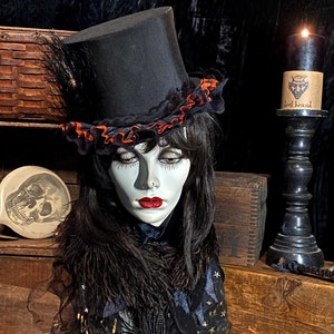 Antique Top Hat With Added Halloween Embellishments at Gothic Rose