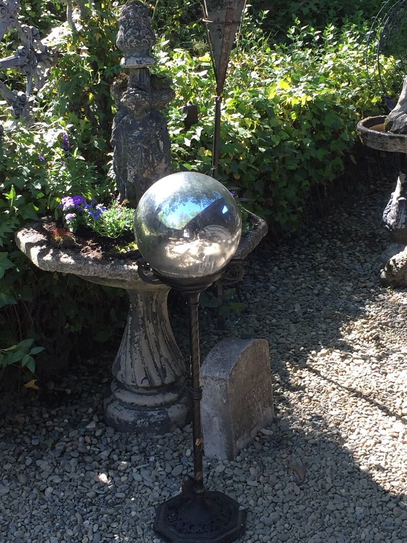 Gothic Garden Gazing Ball on Antique Iron Stand at Gothic Rose Etsy