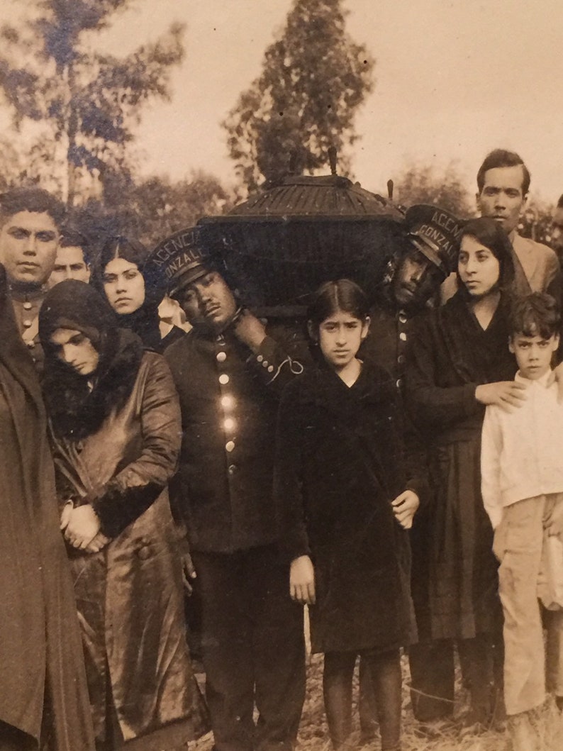 Memento Mori at Gothic Rose Antiques Antique Mourning Group Funeral Photo Coffin and Pallbearers