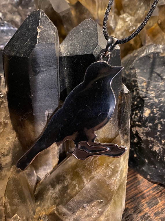 GOTHIC BLACK CROW Pendant Necklace at Gothic Rose… - image 3