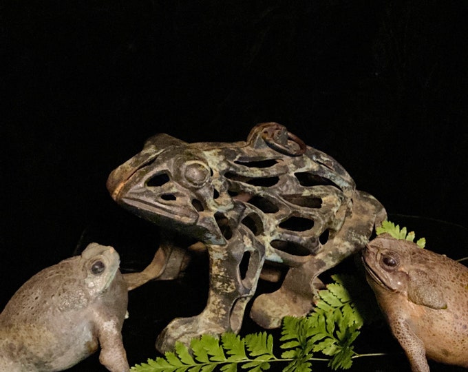Vintage BULLFROG CANDLE LANTERN Frog Statue Garden Frog Etsy