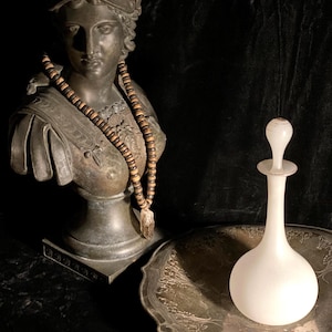 ANTIQUE FRENCH PERFUME Bottle Frosted Opaline Glass with Muted Gold Accents