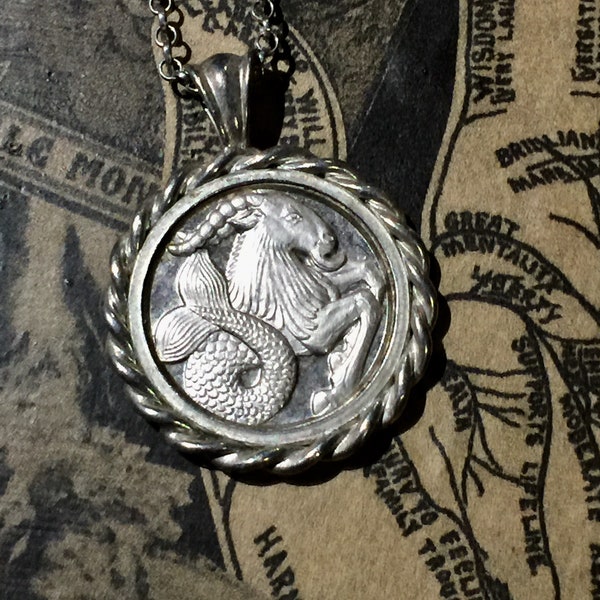 Vintage Capricorn Sterling Necklace at Gothic Rose Antiques