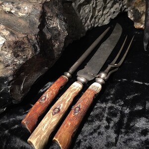 Antique Culinary Carving Set Faux Antler E. M. Dickinson Sheffield England