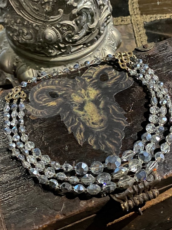 Antique Petite Austrian Crystal Necklace 3 Strand… - image 8
