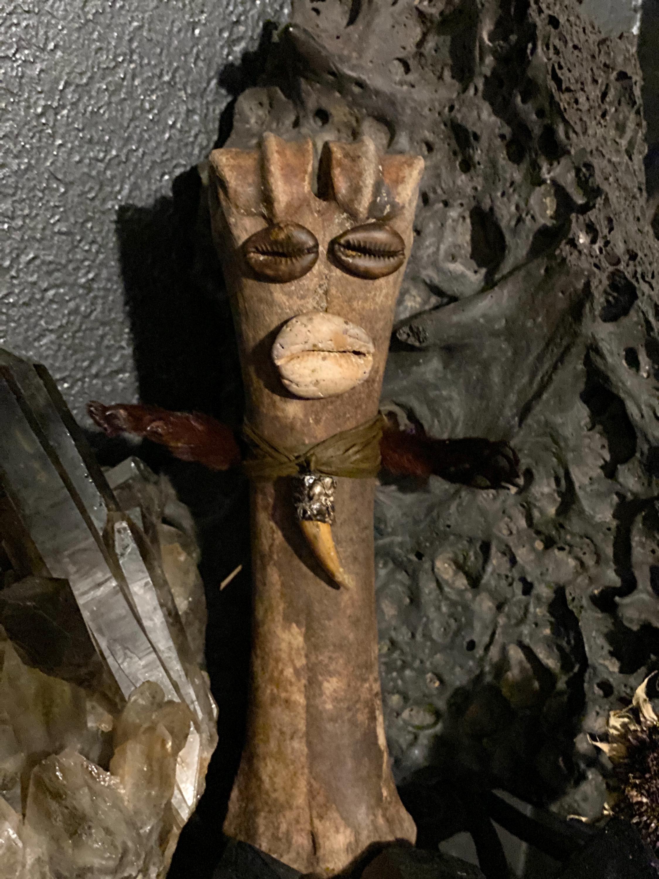 Mysterious Bone Voodoo Doll Conjure Creature  Hexing Poppet - 9" Tall