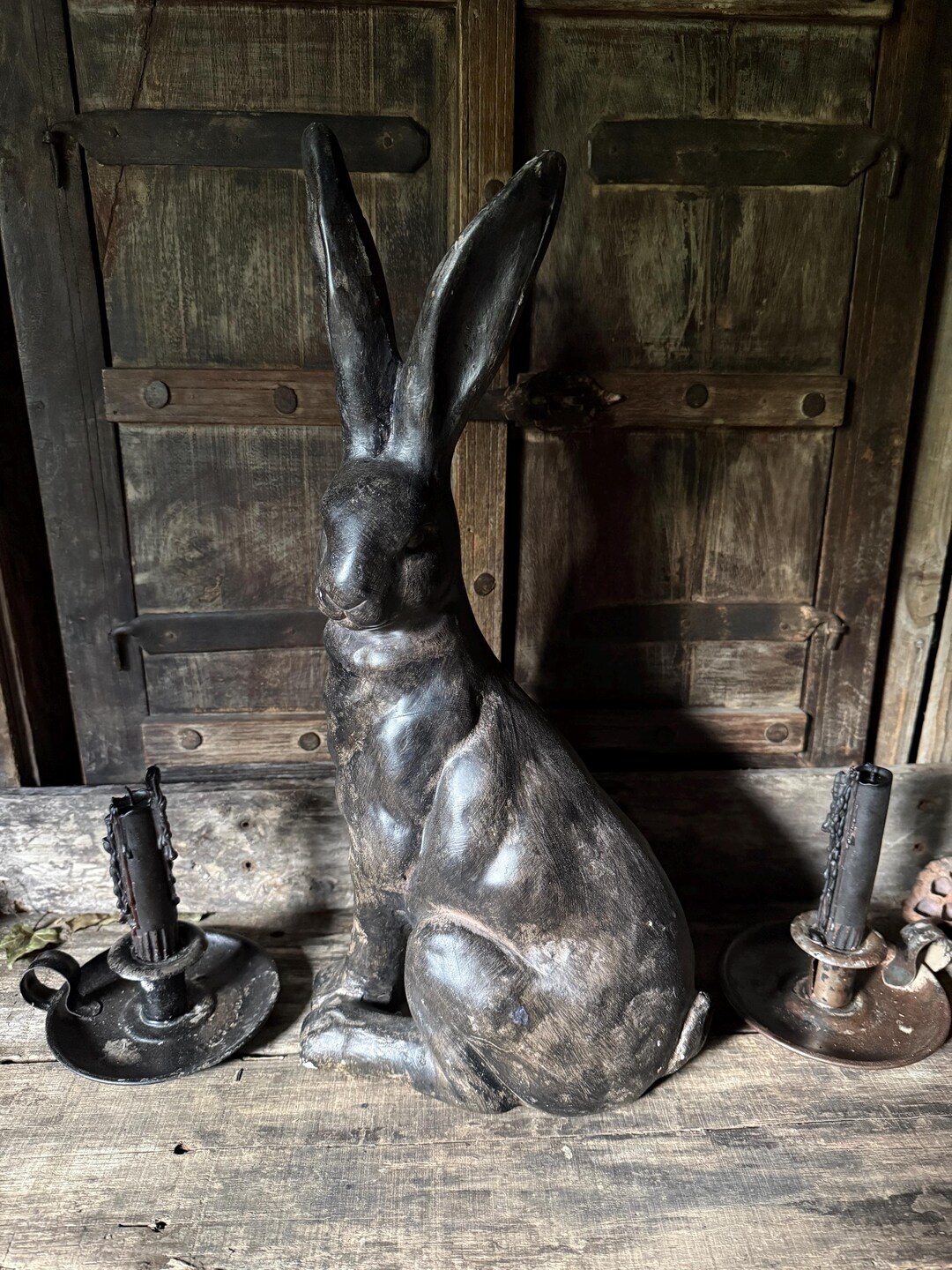Tall Vintage Rabbit Statue - Old Chalkware Composition Easter Bunny ...
