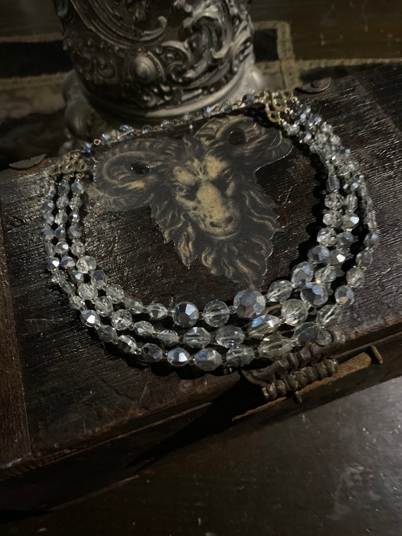 Antique Petite Austrian Crystal Necklace 3 Strand… - image 5