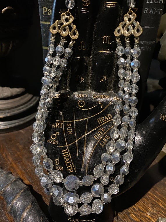 Antique Petite Austrian Crystal Necklace 3 Strand… - image 4