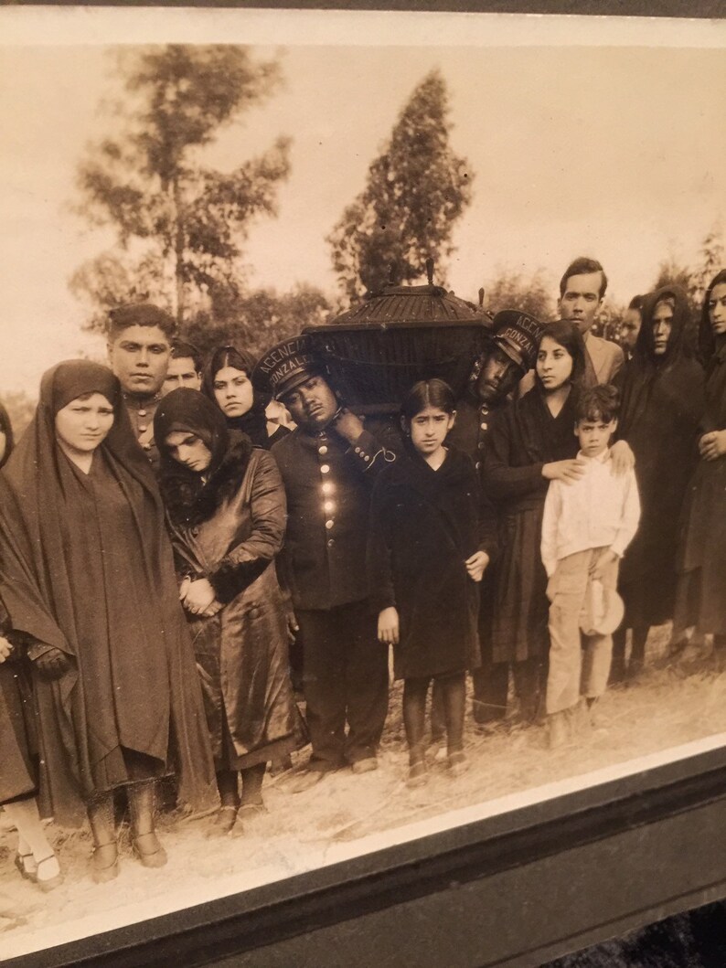 Memento Mori at Gothic Rose Antiques Antique Mourning Group Funeral Photo Coffin and Pallbearers