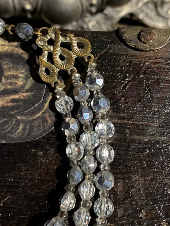 Antique Petite Austrian Crystal Necklace 3 Strand… - image 3