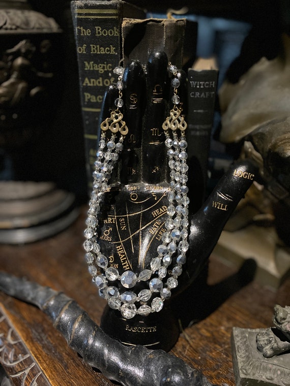 Antique Petite Austrian Crystal Necklace 3 Strand… - image 7