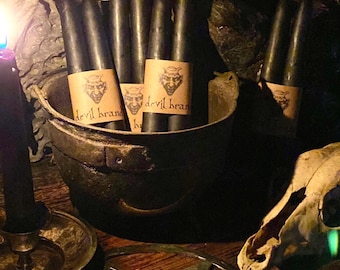 DEVIL BRAND Black Spell Candles Witchcraft Supplies - 13 Dollars a Pair at Gothic Rose Antiques