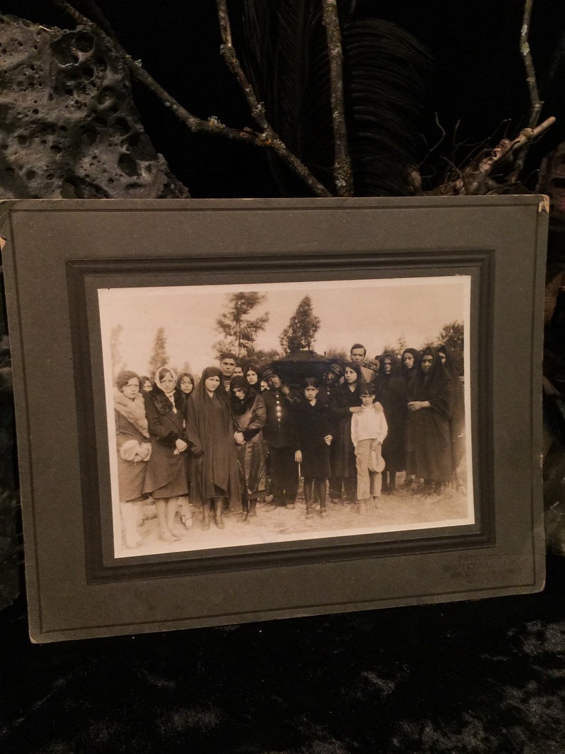 Memento Mori at Gothic Rose Antiques Antique Mourning Group Funeral Photo Coffin and Pallbearers