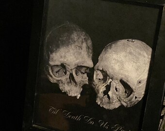 Antique Human Skulls in Matrimony - Framed Photograph - "Til Death Do Us Part" - Great Gothic Wedding Gift!