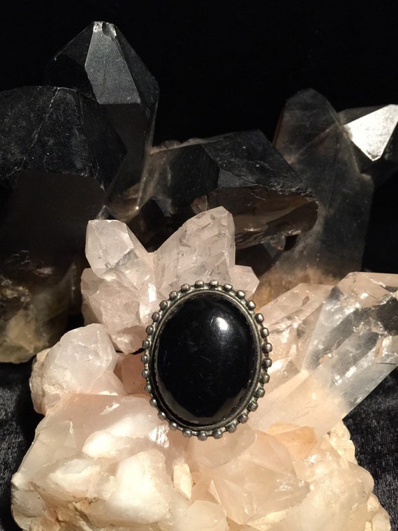 Big Black Gothic Ring Size 7 3/4 at Gothic Rose An