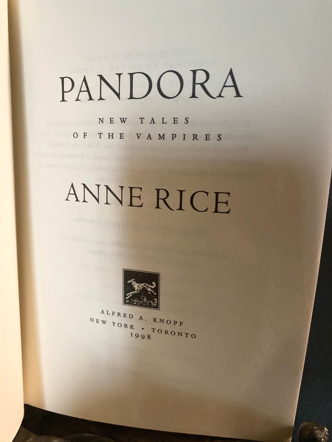 ANNE RICE Novel PANDORA - Vampire Chronicles Vintage Occult Book C ...