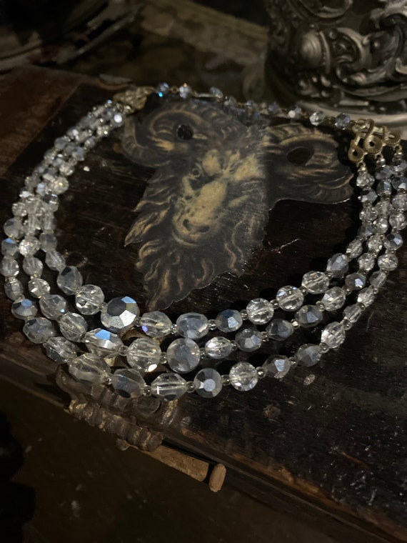 Antique Petite Austrian Crystal Necklace 3 Strand… - image 2
