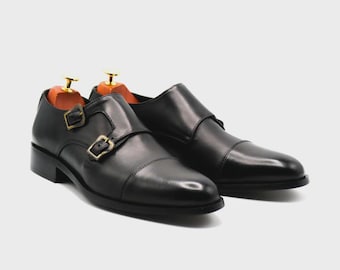 Handmade Leather Double Monk Shoes – Classic Style