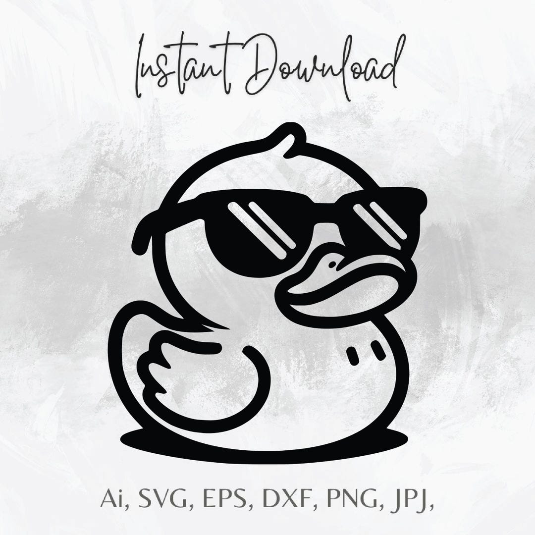 Duck With Sunglasses Svg & Png, Rubber Duck Clipart, Duck Vector Image ...