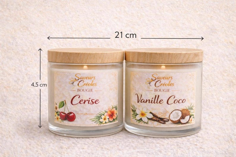Island scented candle – Handmade coconut, vanilla, monoi, mango, passion fruit, and cherry candle – Tropical candle – Gift for her – Exotic ambiance image 5