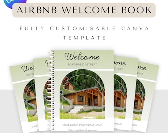 Airbnb Welcome Book Template: Vacation Rental Host Guide (Free Canva Editable). Canva Editable. House Host Manual Guide Book Template