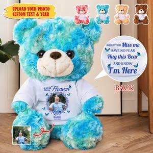 A hug From Heaven Butterfly - When Miss Me Have No Fear Hug This Bear, Personalized Memory Teddy Memorial Keepsake Memorial Photo Gift