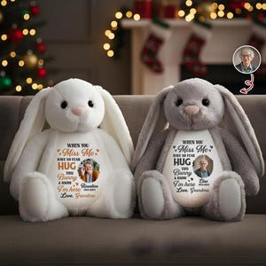 Heaven&#39;s Love In Every Hug - Memorial Personalized Custom Bunny Plush - Sympathy Gift, Keepsake Gift Grandparent, Nanny Memorial Worry Bunny