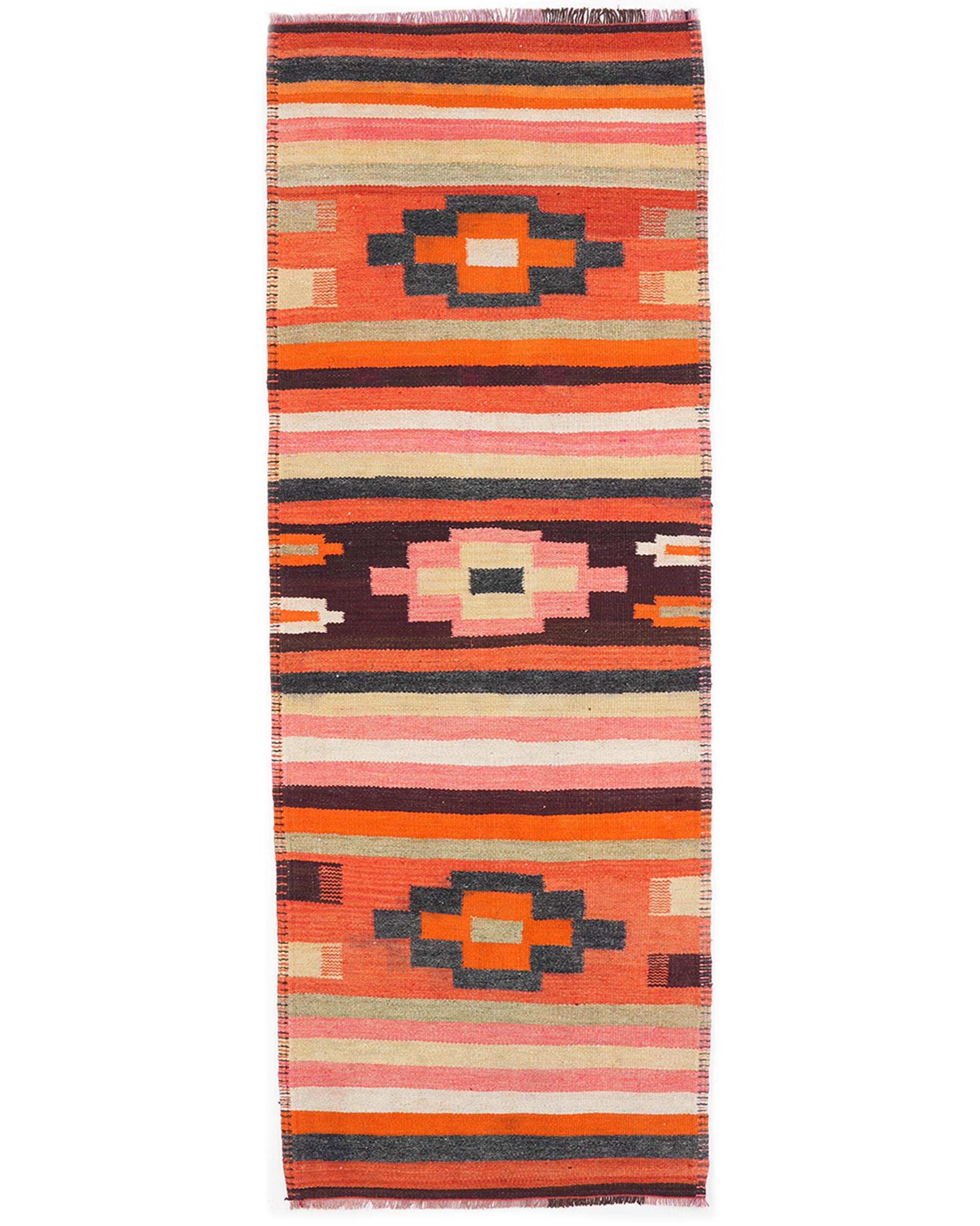 Vintage 3x8.2 ft Rug, Runner Turkish Rug, Orange Oriental Wool Rug