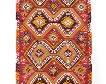 Turkish 5.6x9.2 ft Large Rug, Vintage Rug, Kilim Red Rug