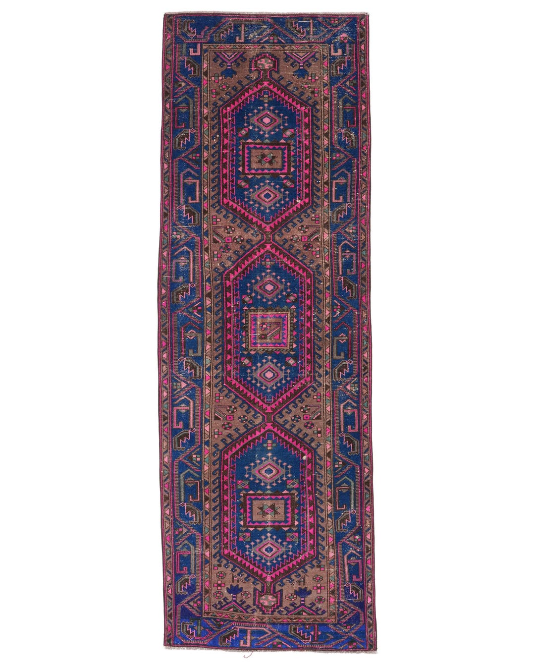 Handmade Kitchen Rug 3.3x9.9 Ft, Blue and Pink Statement Wool Rug - Etsy