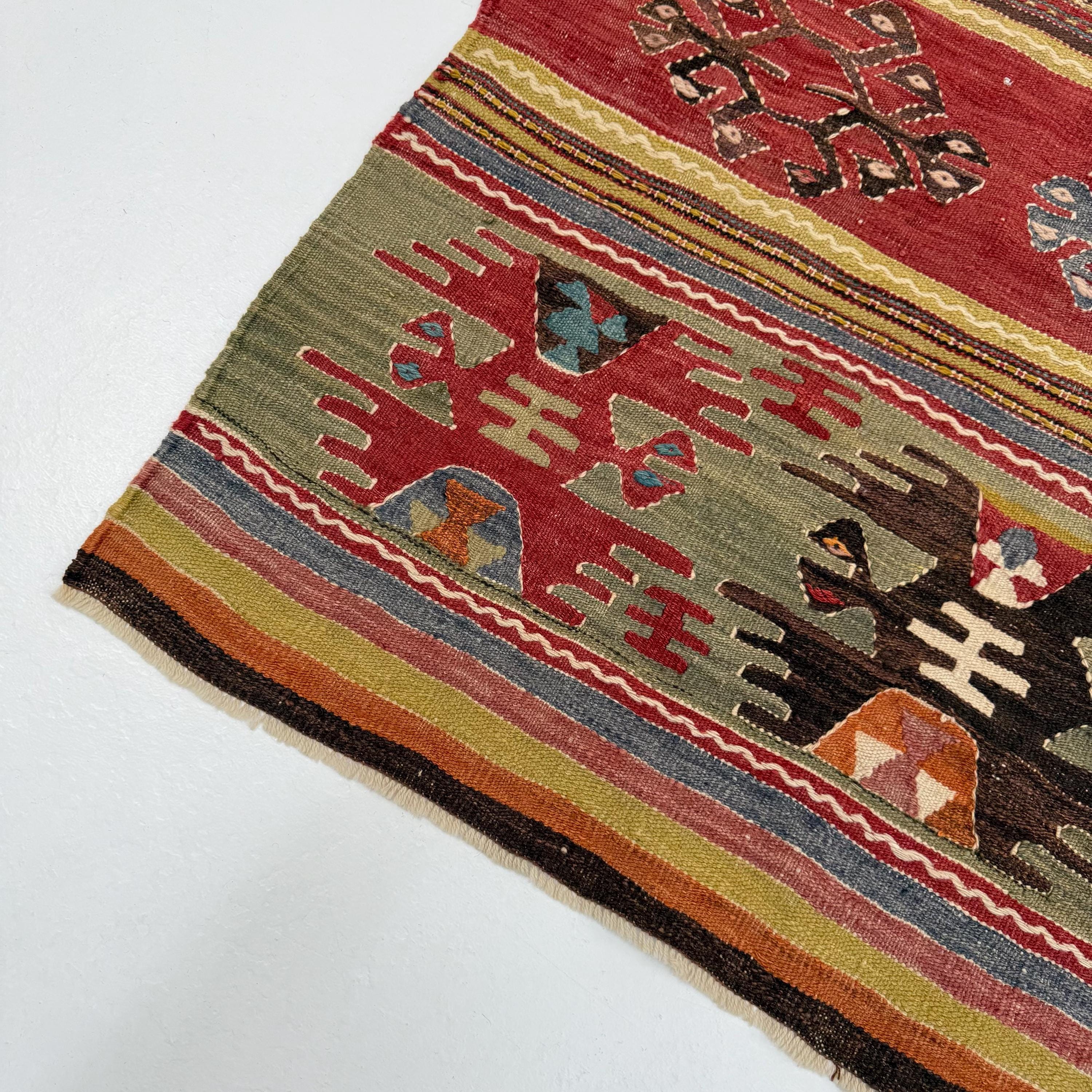 幾何学模様のトルコキリム、5.7x9.4フィートの大型ヴィンテージ