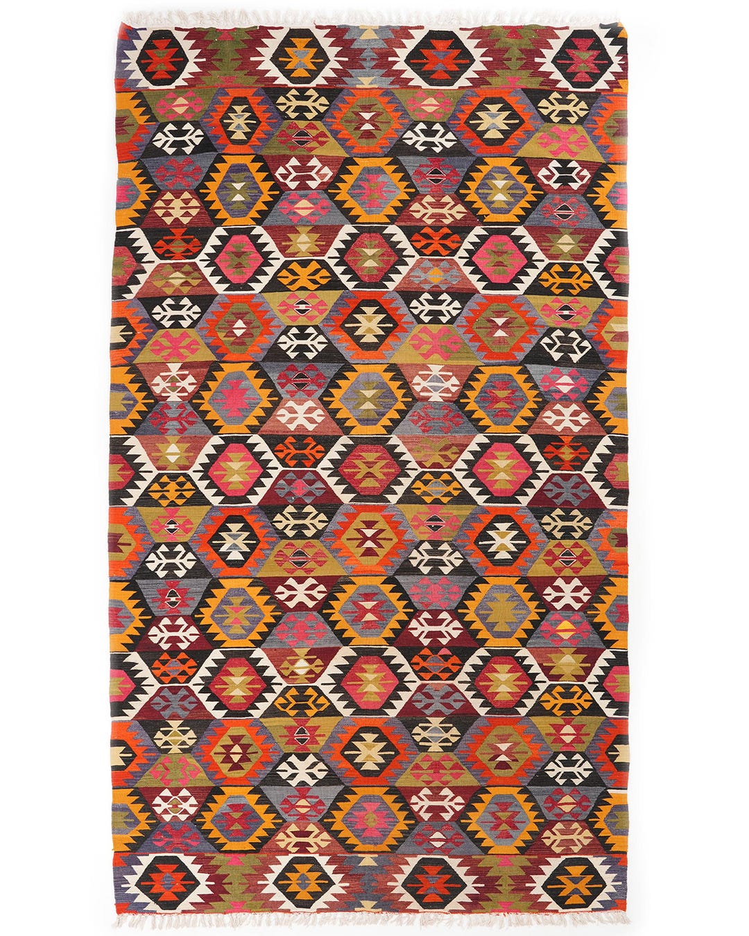 Geometric Turkish Kilim, 5.9x10.3 Ft Large Vintage Wool Carpet ...