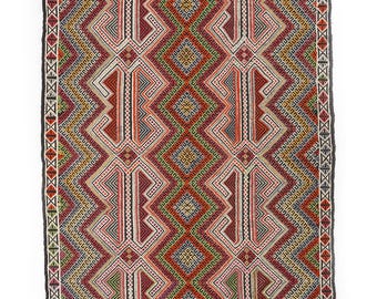 Turkish Large Rug, 5.6x9.2 ft Vintage Rug, Red Wool Rug