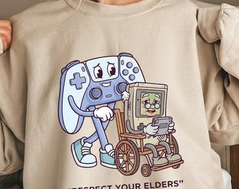 Respektera dina äldre Gaming Control-tröja, rolig gammal speltröja, retro vintage-tröja