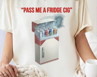 Maglietta Passami una sigaretta da frigorifero, Maglietta per gli amanti della Coca-Cola Light, Maglietta umoristica sulle bevande