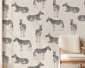 Zebra Print Wallpaper, Peel And Stick Wallpaper Zebra Pattern For Livingroom, Bedroom, Entryway