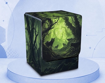 MTG Deck Box, Card Deck Boxes - Dark Forest Wolf, Holds 100 Single Sleeved Cards
