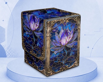 MTG Deck Box - Stained Glass Purple Lotus, Holds 100 Single Sleeved Cards