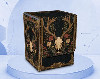 MTG Deck Box, Card Deck Boxes - Gothic Deer Skull, Holds 100 Single Sleeved Cards