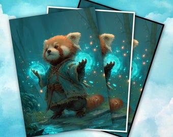 MTG Kartenhüllen, Fantasy Waschbär Mönch TKG Hüllen. Rahmen- und Oberflächenoptionen, Standardgröße.