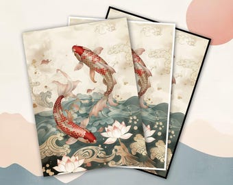 MTG Kartenhüllen, Vintage Koi TKG Hüllen. Rahmenoptionen, Standardgröße, Matt / Folie.