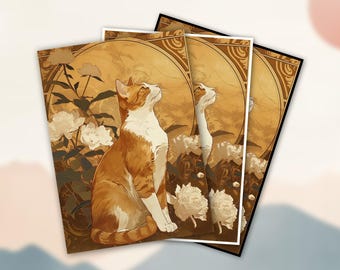 MTG Kartenhüllen - Jugendstil-Katzen-TCG-Hüllen, Rand- und Oberflächenoptionen, Standardgröße