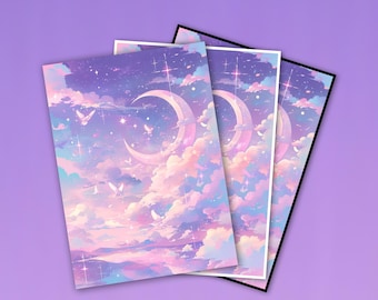 Lorcana Card Sleeves- Pink-Purple Nebula MTG Sleeves. Border Options, Standard Size, Matte/ Foil.